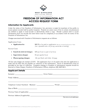 Freedom of Information Act Access Request Form