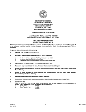 Tennessee Advanced Practice Nurse Application