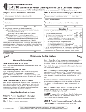 Illinois IL-1310 Statement for Deceased Taxpayer Refund