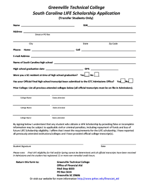 South Carolina LIFE Scholarship Application