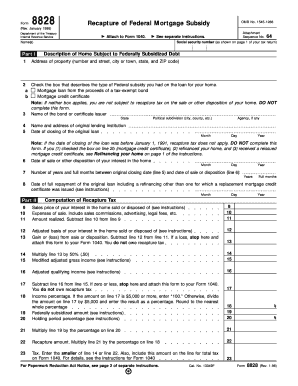 Form 8828 Recapture of Federal Mortgage Subsidy