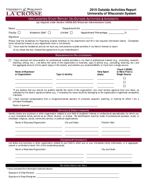 University of Wisconsin System Outside Activities Report