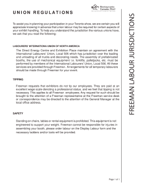 Freeman Labour Jurisdictions Form