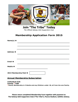 Galway GAA Supporters Club Membership Application Form