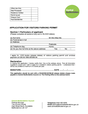 UK Visitor Parking Permit Application