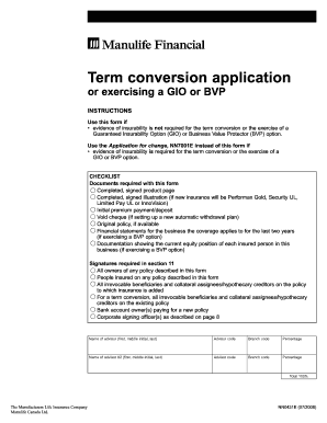 Term Conversion Application for GIO or BVP