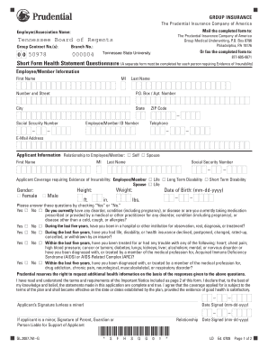 Group Medical Underwriting Health Statement Questionnaire