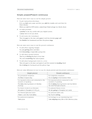 Grammar Worksheet Simple Present Present Continuous