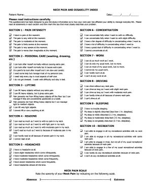Neck Pain and Disability Index
