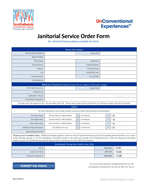 Janitorial Service Order Form