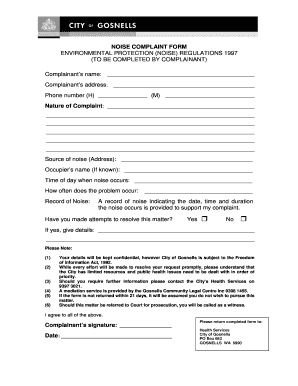 Noise Complaint Form