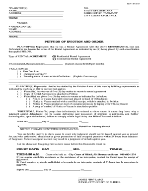 Louisiana Eviction Petition Form