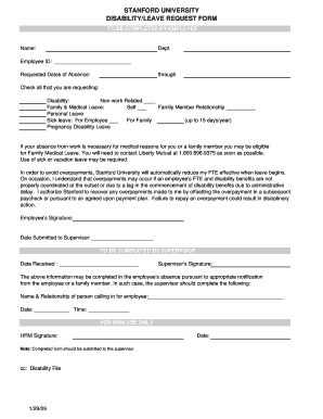 Stanford University Disability/Leave Request Form