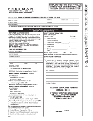 Freeman Exhibit Transportation Form