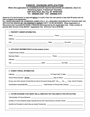 Parcel division bapplicationb - Frankenlust Township
