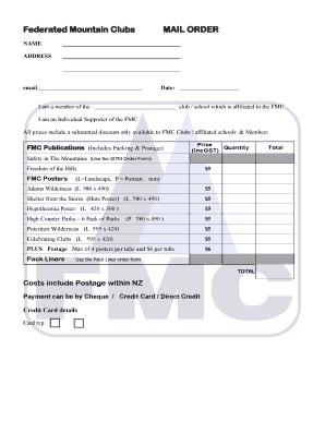 FMC Mail Order Form