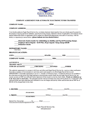 Company Agreement for Automatic Electronic Funds Transfer
