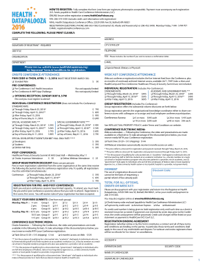 Health DataPalooza Conference Registration Form