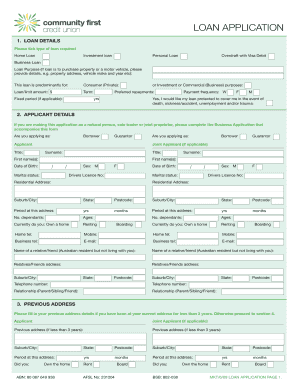 LOAN APPLICATION - Community First Credit Union