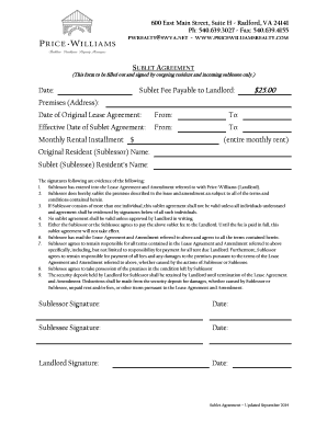 Sublet Agreement