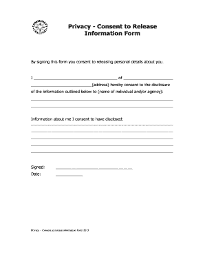 Privacy Consent to Release Information Form