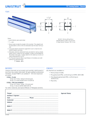 15⁄8 Framing System Channel Technical Specifications