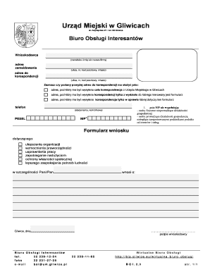 City of Gliwice Application Form