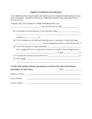 Proof of Service of Subpoena