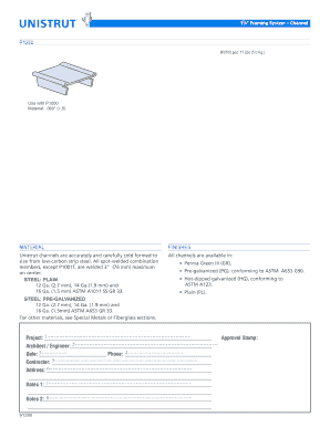 Unistrut Channel Framing System Form