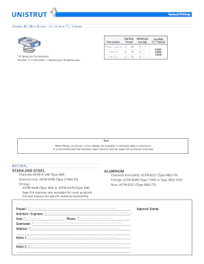 Channel Nut With Spring Order Form