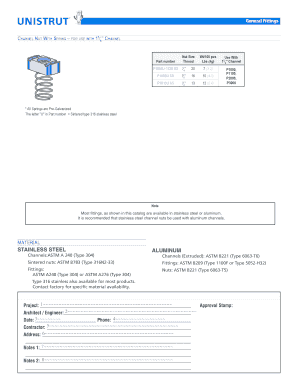 Channel Nut With Spring Order Form