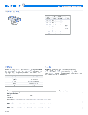 Channel Nut With Spring Hardware Order Form