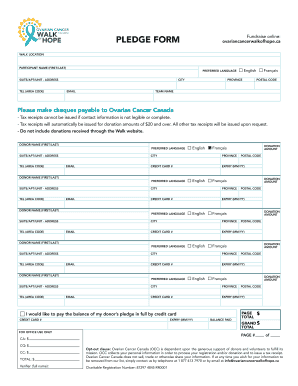 Ovarian Cancer Canada Pledge Form