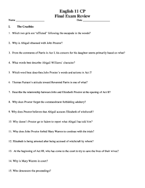 English 11 Final Exam Review