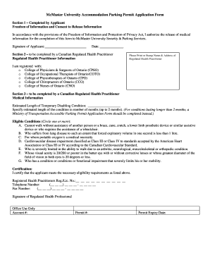 McMaster University Parking Permit Application