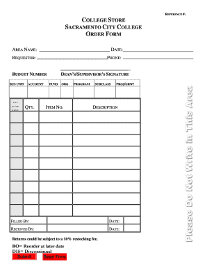 Sacramento City College Order Form