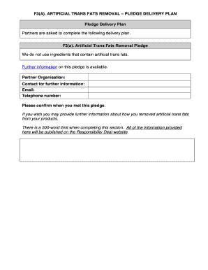 Artificial Trans Fats Removal Pledge Delivery Plan