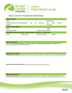 Child Treatment Plan Referral Form