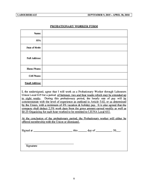 Probationary Worker Form