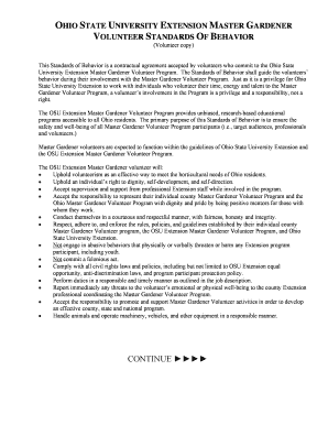 Ohio State University Extension Master Gardener Volunteer Standards of Behavior