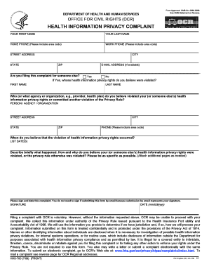 Health Information Privacy Complaint Form