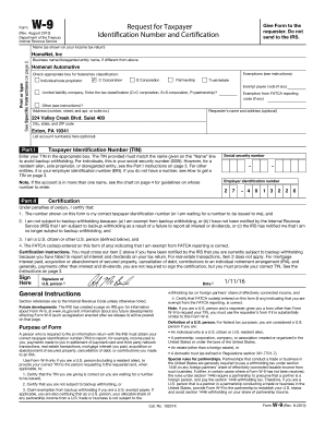 IRS Form W-9 Request for Taxpayer Identification Number and Certification