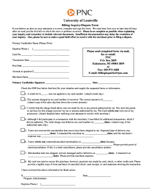 Billing Inquiry/Dispute Form