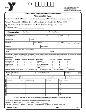 Family YMCA Membership Application and Waiver