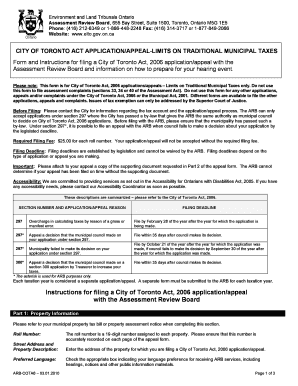 City of Toronto Act Application Appeal Form