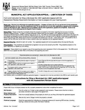 Municipal Act Application Appeal Limitation of Taxes