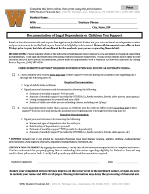 WMU Student Financial Aid Verification Form