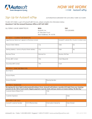 Autosoft eZPay ACH Debit Authorization