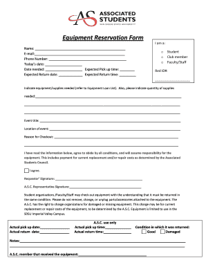 Equipment Reservation Form