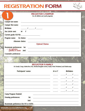 Camper Registration Form